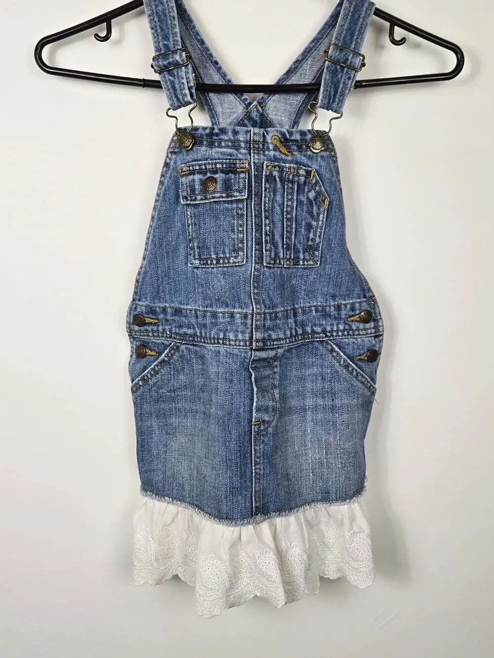 Ralph Lauren Denim Overall Dress Jumper Girls Cottagecore Prairie Size 5